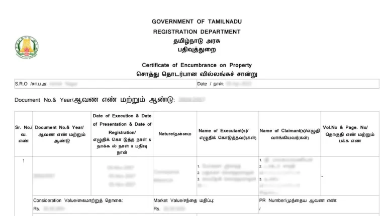 Encumbrance certificate